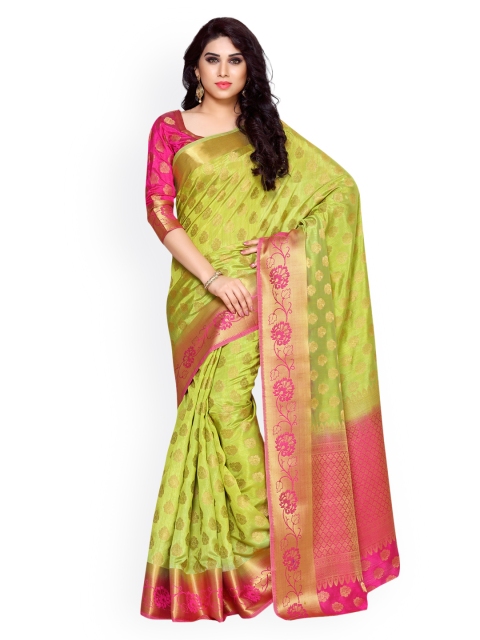 

MIMOSA Lime Green Art Silk Woven Design Kanjeevaram Saree