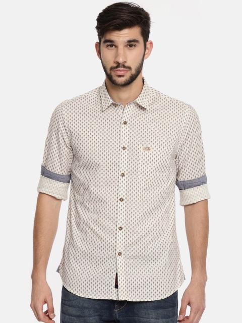 

U.S. Polo Assn. Denim Co. Men Off-White Regular Fit Printed Casual Shirt