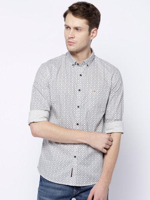 

U.S. Polo Assn. Denim Co. Men Off-White & Blue Regular Fit Printed Casual Shirt