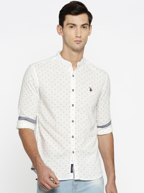 

U.S. Polo Assn. Denim Co. Men Off-White Regular Fit Printed Casual Shirt