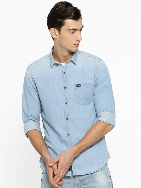 

U.S. Polo Assn. Denim Co. Men Blue Regular Fit Faded Casual Shirt