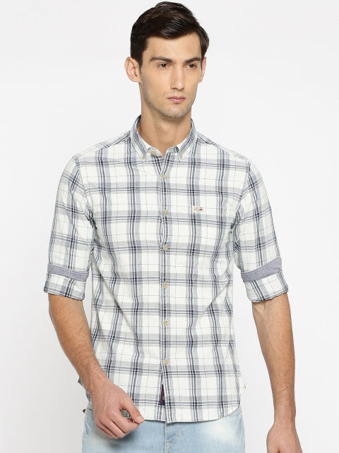 

U.S. Polo Assn. Denim Co. Men Off-White & Blue Checked Casual Shirt