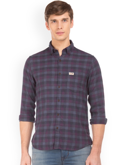 

U.S. Polo Assn. Denim Co. Men Purple Regular Fit Checked Casual Shirt