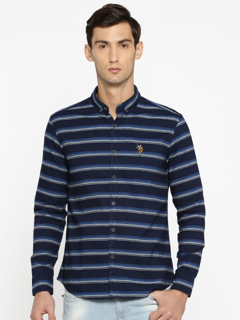 

U.S. Polo Assn. Denim Co. Men Blue Striped Casual Shirt
