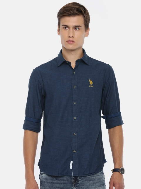

U.S. Polo Assn. Men Navy Blue Slim Fit Solid Casual Shirt