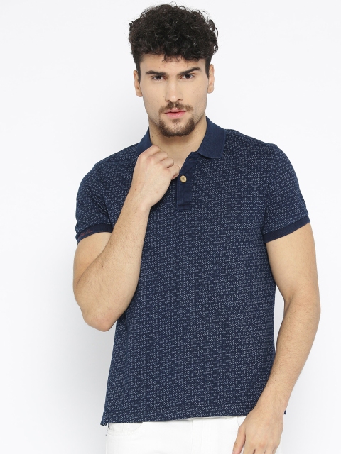 

U.S. Polo Assn. Denim Co. Men Navy Blue Printed Polo Collar T-shirt