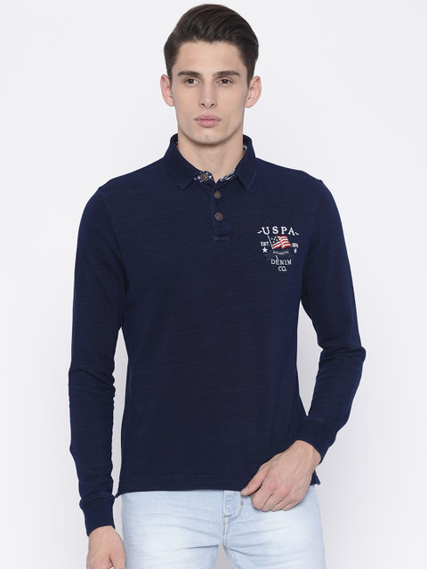 

U.S. Polo Assn. Denim Co. Men Navy Solid Polo T-shirt, Navy blue
