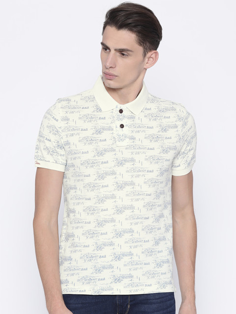 

U.S. Polo Assn. Denim Co. Men Off-White Printed Polo Collar T-shirt