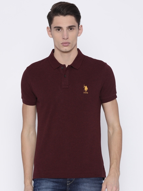 

U.S. Polo Assn. Men Burgundy Solid Polo Collar T-shirt