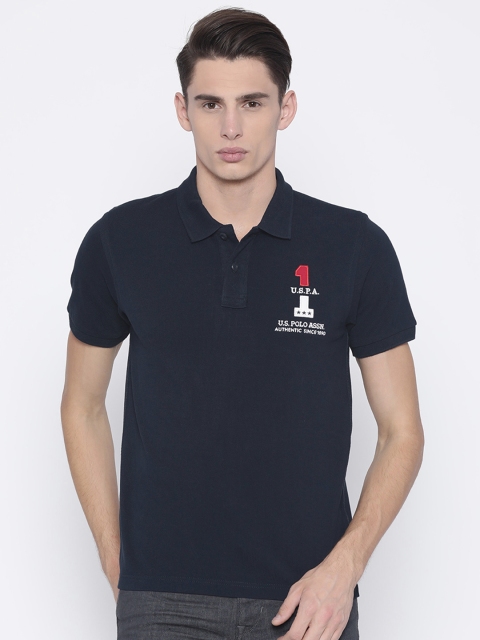 

U.S. Polo Assn. Men Navy Solid Polo Collar T-shirt, Navy blue
