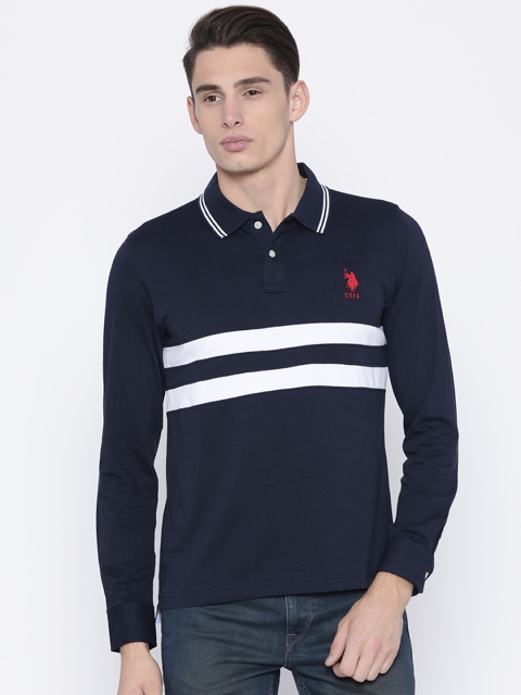 

U.S. Polo Assn. Men Navy Solid Polo Collar T-shirt, Navy blue