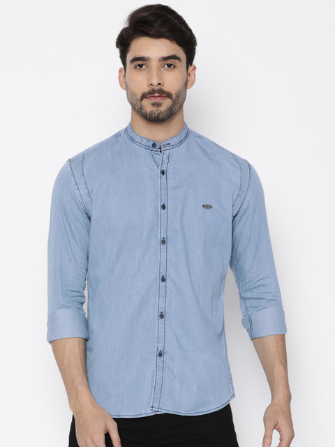 

Nature Casuals Men Blue Slim Fit Solid Casual Shirt