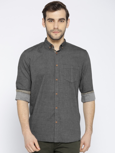

Nature Casuals Men Charcoal Grey Slim Fit Solid Casual Shirt
