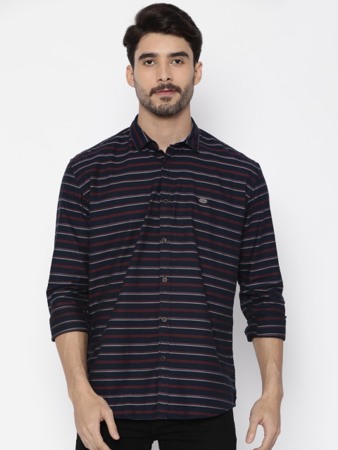 

Nature Casuals Men Navy Blue & Red Regular Fit Striped Casual Shirt
