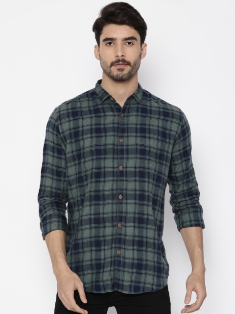 

Nature Casuals Men Blue & Green Slim Fit Checked Casual Shirt
