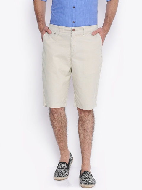 

Nature Casuals Men Off-White Solid Slim Fit Chino Shorts