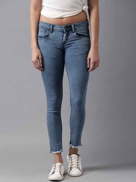 

HERE&NOW Women Blue Skinny Fit Mid-Rise Cropped Clean Look Stretchable Jeans