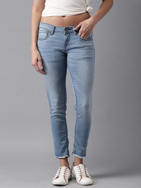 

HERE&NOW Women Blue Skinny Fit Mid-Rise Cropped Clean Look Stretchable Jeans