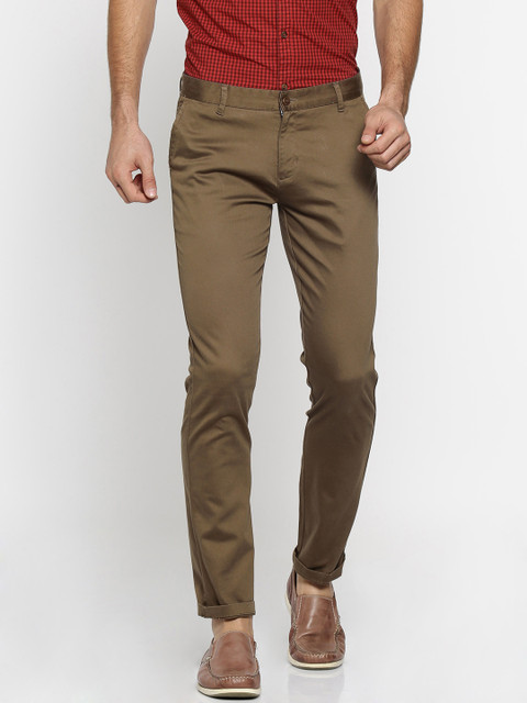 

British Club Men Brown Slim Fit Solid Chinos