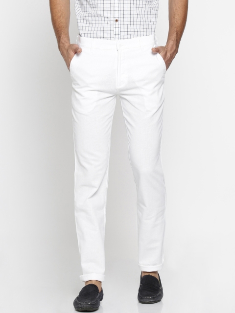 

British Club Men White Slim Fit Solid Chinos