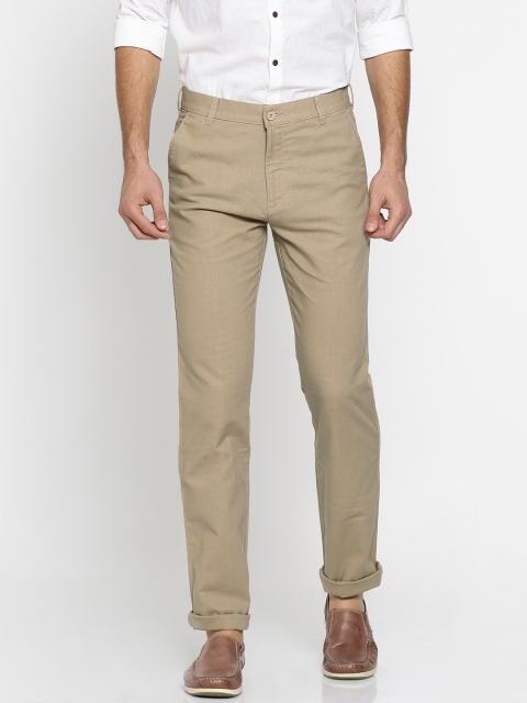 

British Club Men Beige Slim Fit Solid Chinos