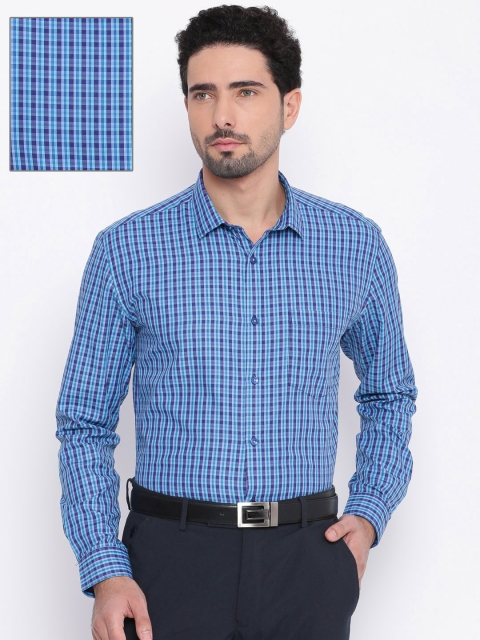 

Independence Men Blue & Purple Slim Fit Checked Formal Shirt
