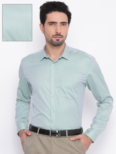 

Independence Men Green Slim Fit Checked Formal Shirt