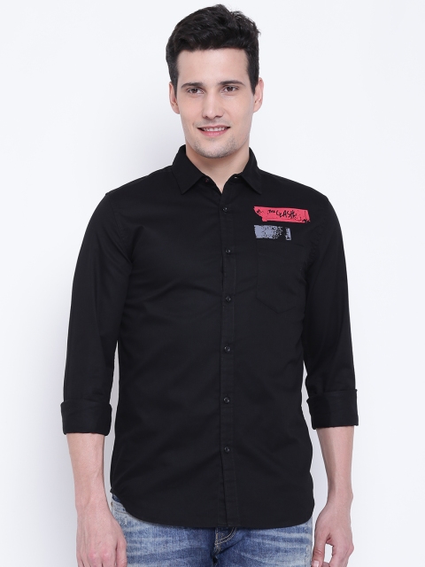 

Jack & Jones Men Black Slim Fit Solid Casual Shirt