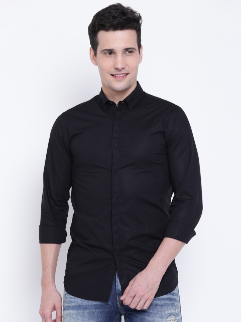 

Jack & Jones Men Black Slim Fit Solid Casual Shirt