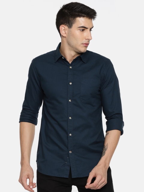 

Jack & Jones Men Navy Slim Fit Solid Casual Shirt, Navy blue