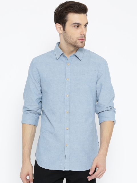 

Jack & Jones Men Blue Slim Fit Chambray Solid Casual Shirt