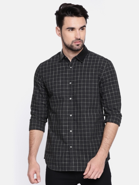 

Jack & Jones Men Charcoal Grey Slim Fit Checked Casual Shirt