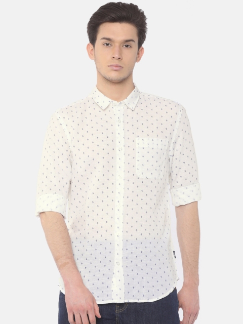 

Jack & Jones Men White & Blue Slim Fit Printed Casual Shirt