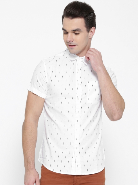 

Jack & Jones Men White Slim Fit Printed Casual Shirt