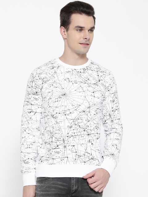

Jack & Jones Men White & Black Printed Sweatshirt