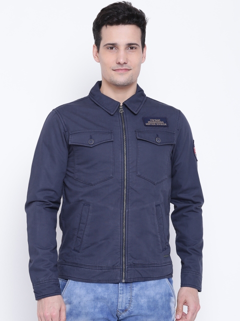 

Jack & Jones Men Navy Blue Solid Tailored Jacket