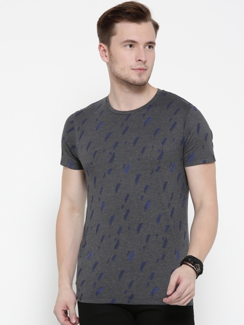 

Jack & Jones Men Charcoal Grey Printed Round Neck T-shirt