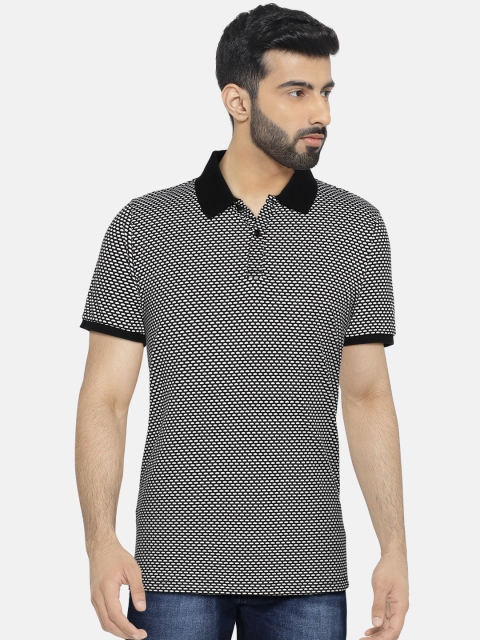 

Jack & Jones Men Black Self Design Polo Collar T-shirt