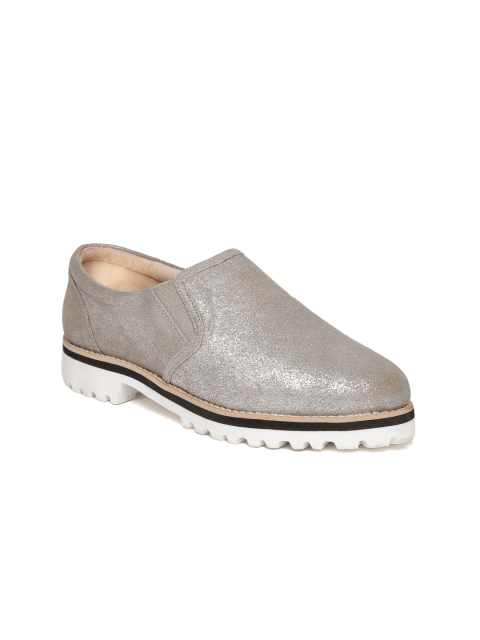 

Carlton London Women Silver-Toned Shimmer Slip-On Sneakers