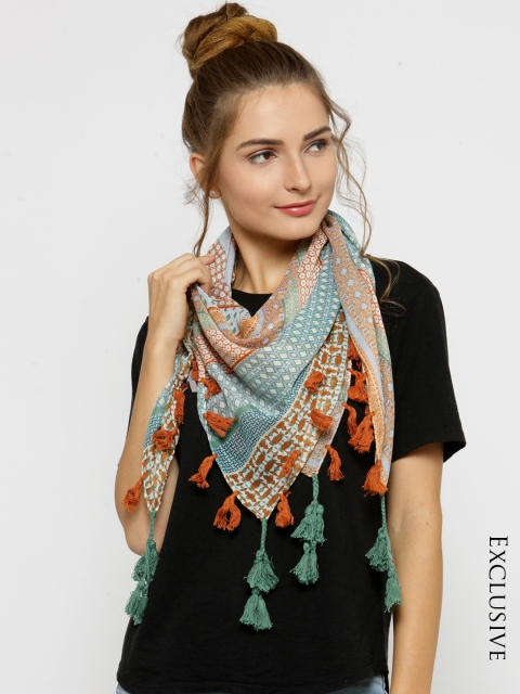 

J Style Beige Printed Stole