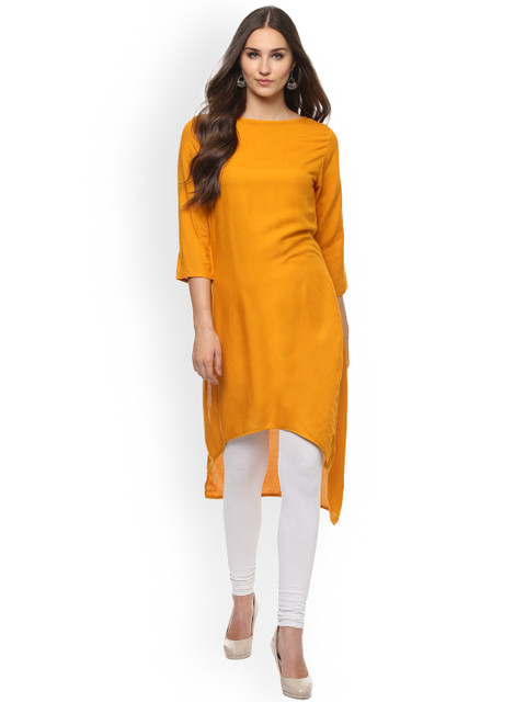 

Avaana Women Mustard Yellow Solid Straight Kurta