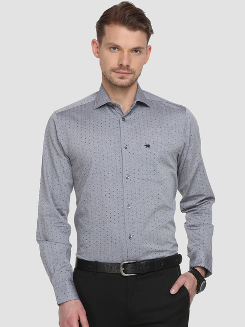 

THE BEAR HOUSE Men Grey Club Slim Fit Self-Design Formal Shirt