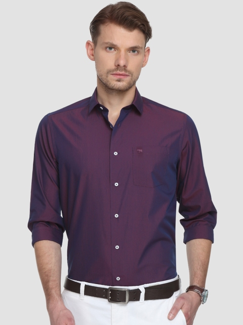 

THE BEAR HOUSE Men Purple Comfort Fit Solid Semiformal Shirt