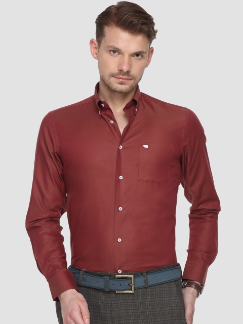 

THE BEAR HOUSE Men Maroon Comfort Fit Solid Semiformal Shirt