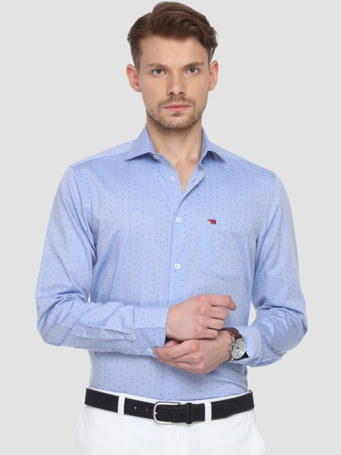 

THE BEAR HOUSE Men Blue Club Slim Fit Self-Design Formal Shirt