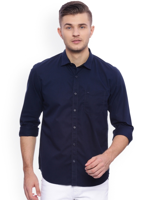 

Basics Men Navy Slim Fit Solid Casual Shirt, Navy blue