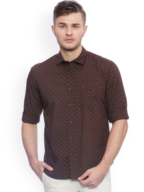 

Basics Men Brown Slim Fit Printed Casual Shirt