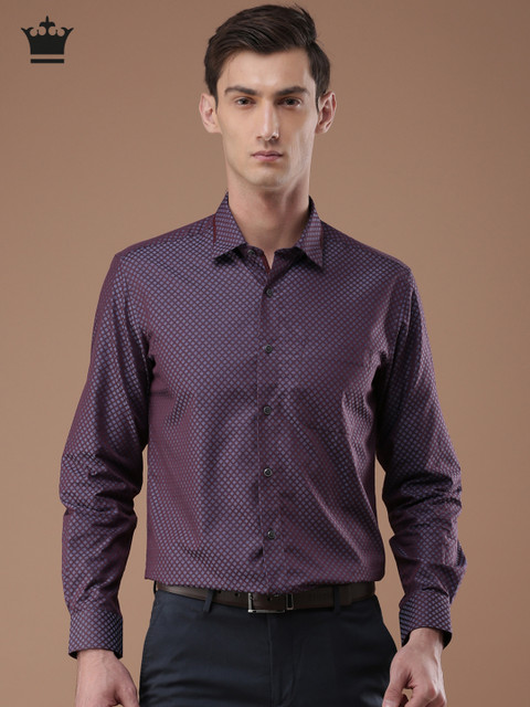 

Louis Philippe Men Maroon & Blue Milano Slim Fit Printed Formal Shirt