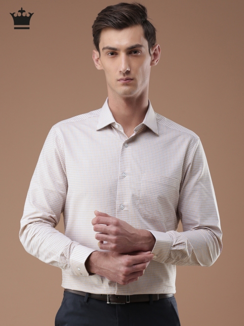 

Louis Philippe Men Grey & Orange Regular Fit Self Design Casual Shirt
