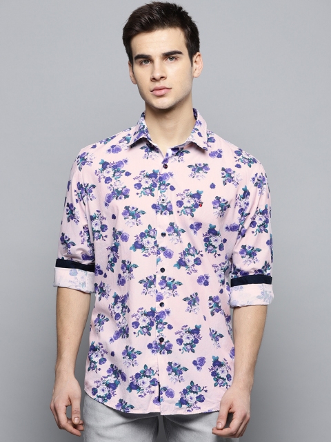 

Louis Philippe Sport Men Pink & Blue Tailored Fit Printed Casual Shirt